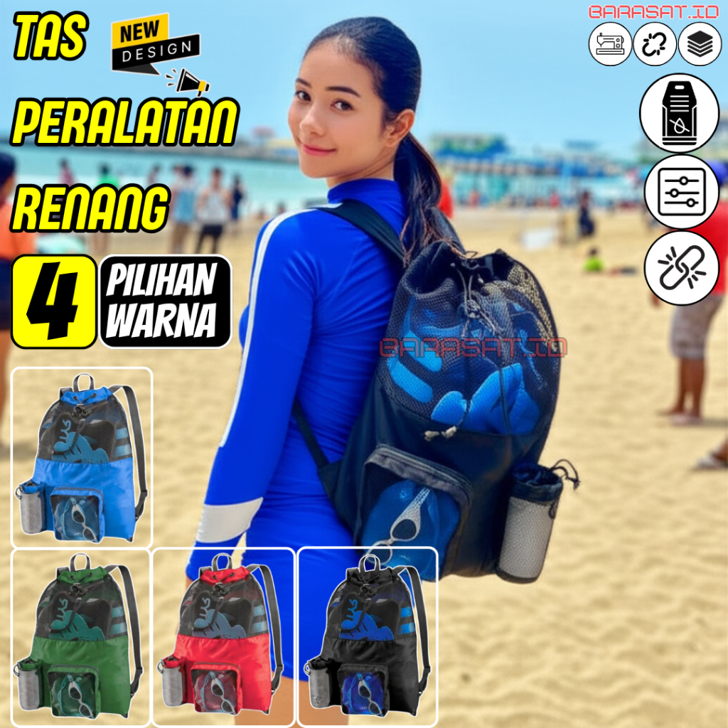 Tas Ransel Renang Anak / Tas Renang Anti Air Waterproof Tas Renang Jaring Muat Papan Pelampung & Han