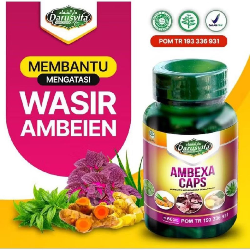 AMBEXA CAPSUL DARUSYIFA - Kapsul Herbal Ambeien Wasir Darusyifa 60 Kapsul - Kapsul Daun Ungu AMBEXA 