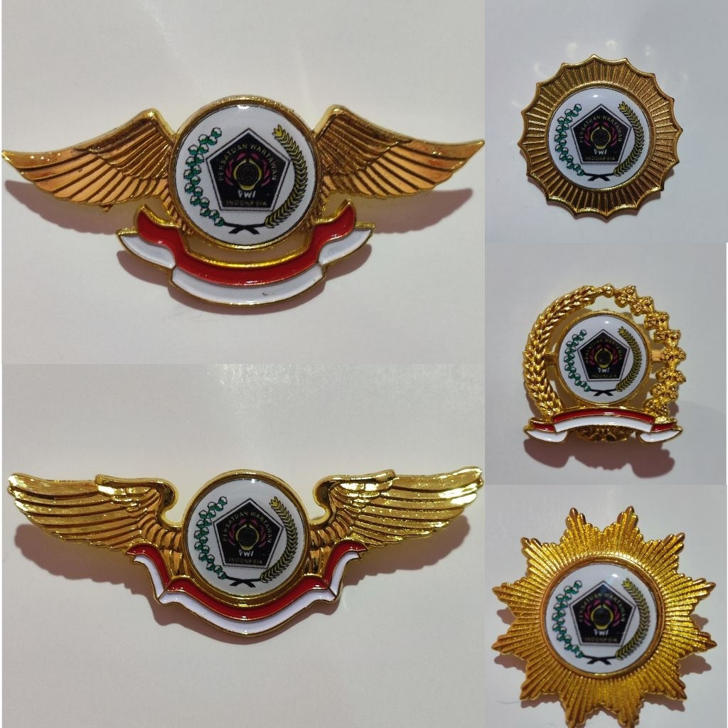 PIN PADI KAPAS MERAH PUTIH LOGO PWI / PERSATUAN WARTAWAN INDONESIA
