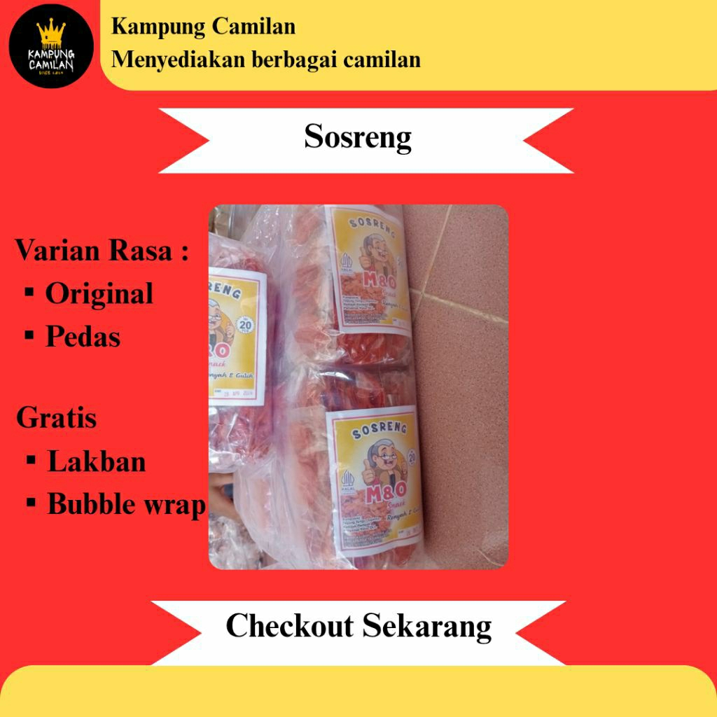 

SNACK SOSRENG COCOK UNTUK CAMILAN DI RUMAH ISI 24 PCS