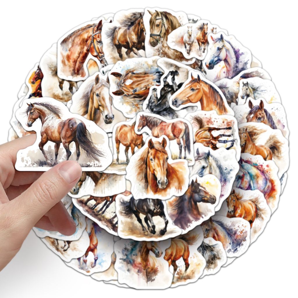 

[50 Pcs] DECO STICKER | STICKER DIY | JURNAL AESTHETIC [DS-201] HORSE KUDA Animal Hewan Karakter Cartoon Sticker Koper, HP Laptop Tumbler Komputer