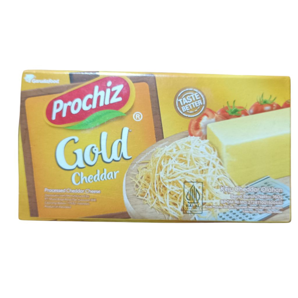 

Keju Cheddar Prochiz Gold 160 gr Keju Parut Chesee Batang