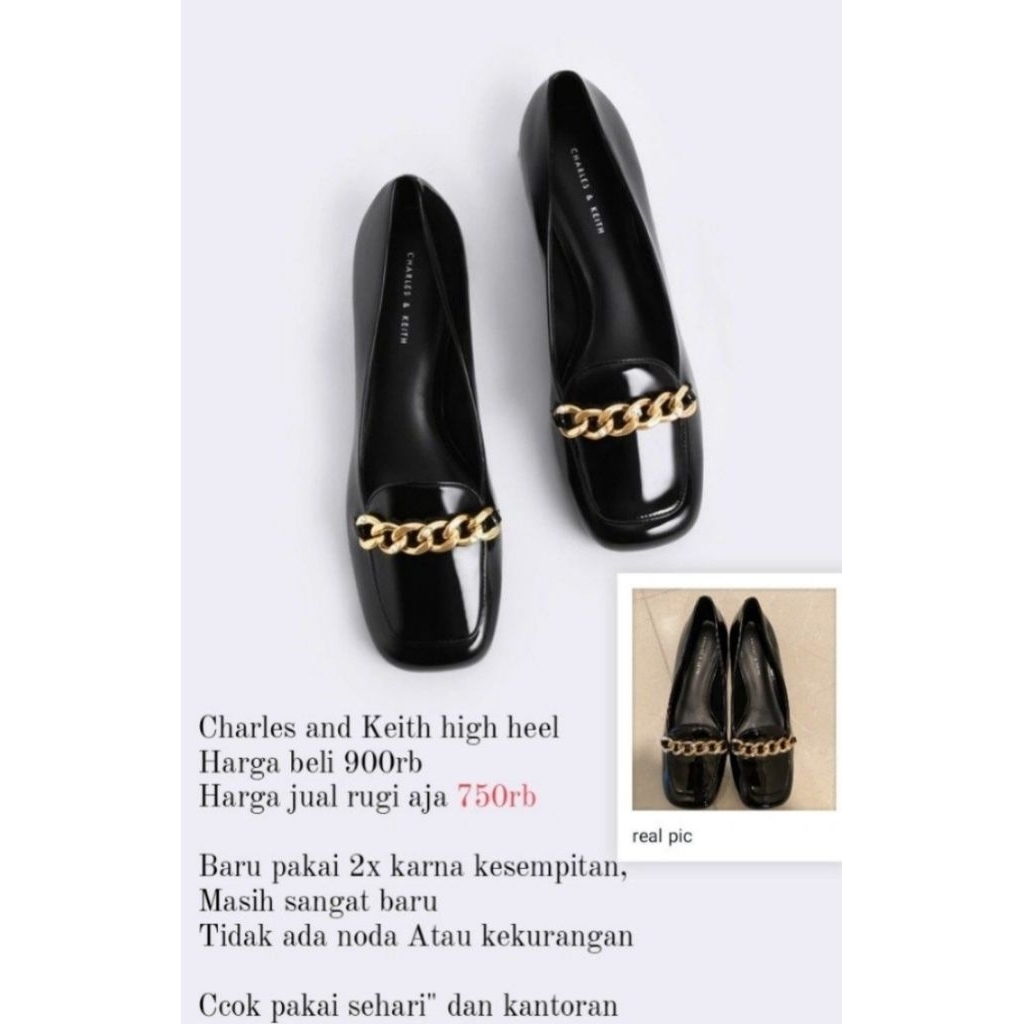 Charles & Keith branded ORIGINAL ASLI 100000% Sepatu Preloved wanita high heels rendah formal hitam