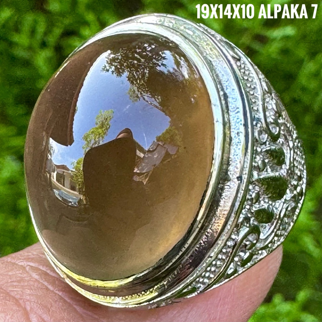 Cincin Batu Akik Natural Kecubung Asap Luster (Asli Alam)