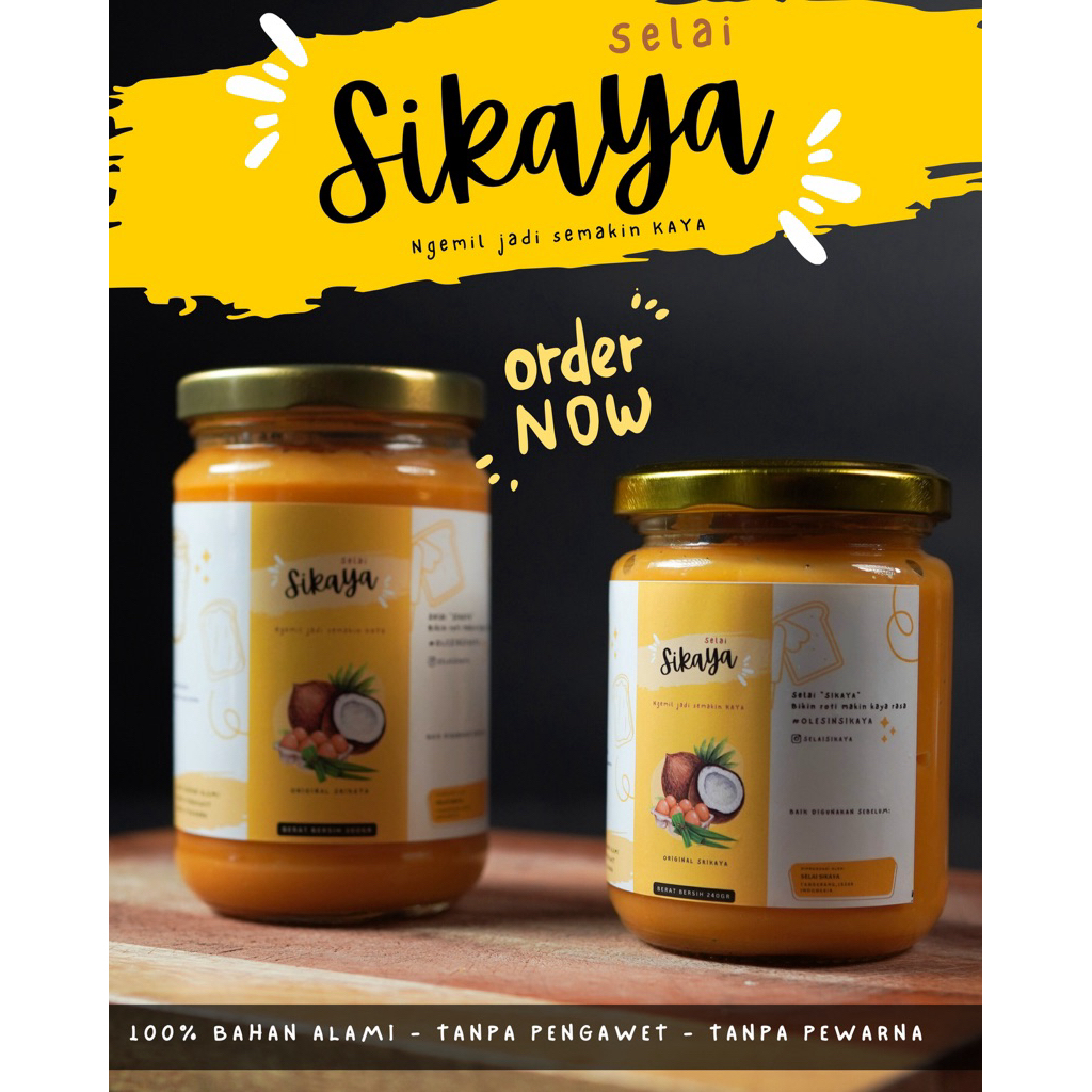 

Selai Srikaya "Sikaya" Rasa original 250gr / 300gr rasa kaya, premium, tanpa pengawet, tanpa pewarna buatan.