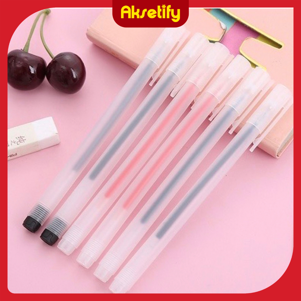 

Aksetify - Pulpel Transparant Gel 0.5mm / Bolpoin Pena Pulpen Tinta Gel Cair / Perlengkapan Alat Tulis