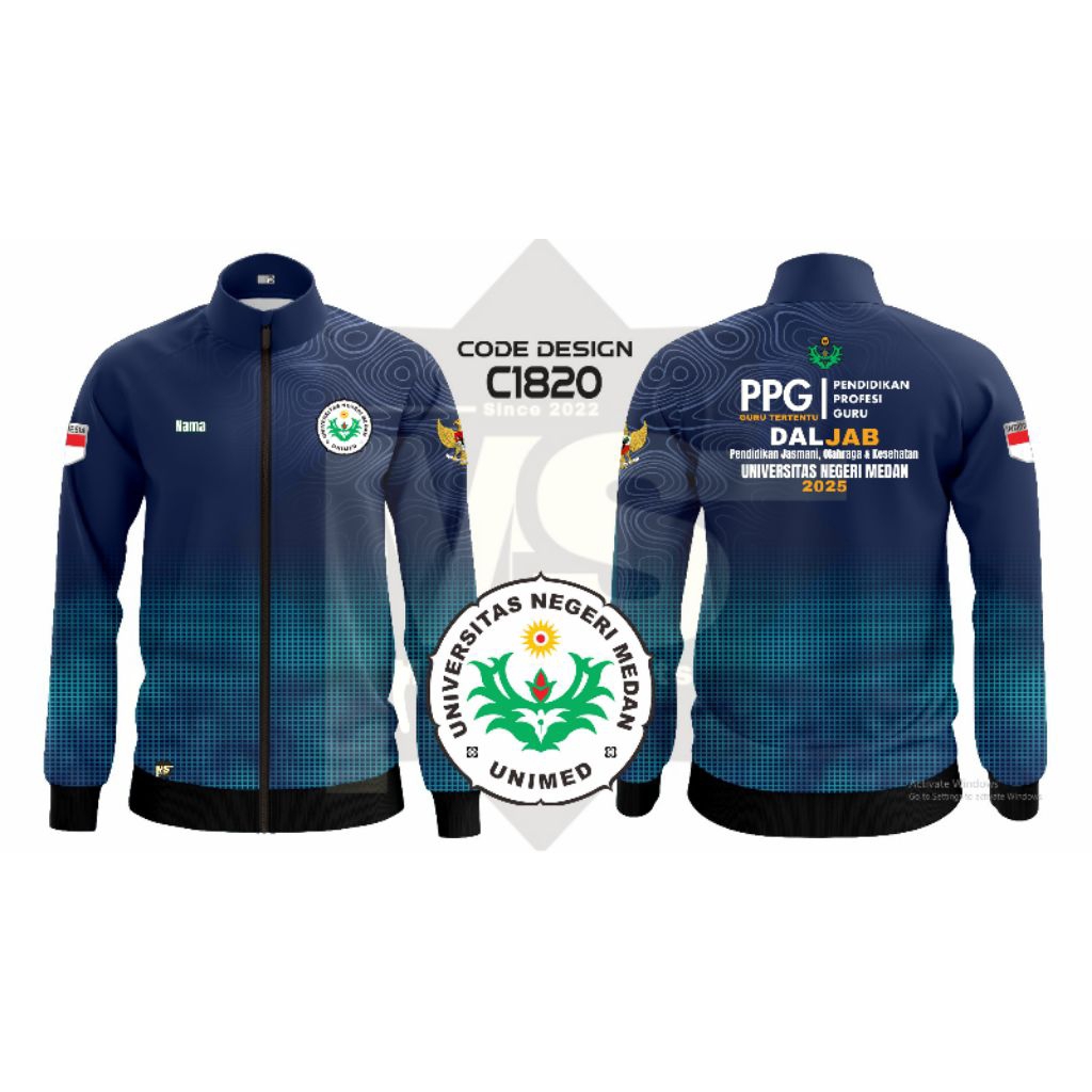 Jaket Seragam PPG DALJAB PJOK UNIMED || UNP || UNY , dll. Jaket Olahraga Full Printing Free Custom B