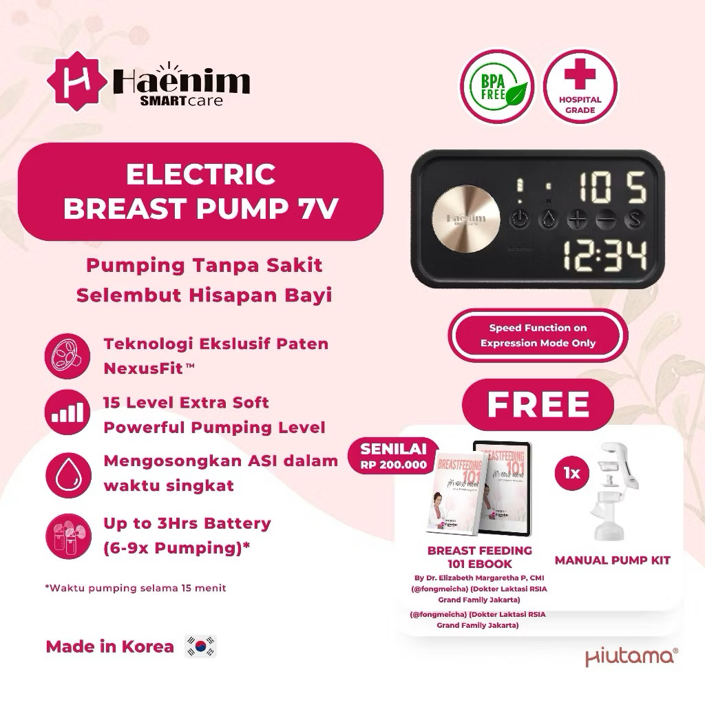 SEWA POMPA ASI HAENIM 7V POMPA ASI ELEKTRIK TANPA SAKIT