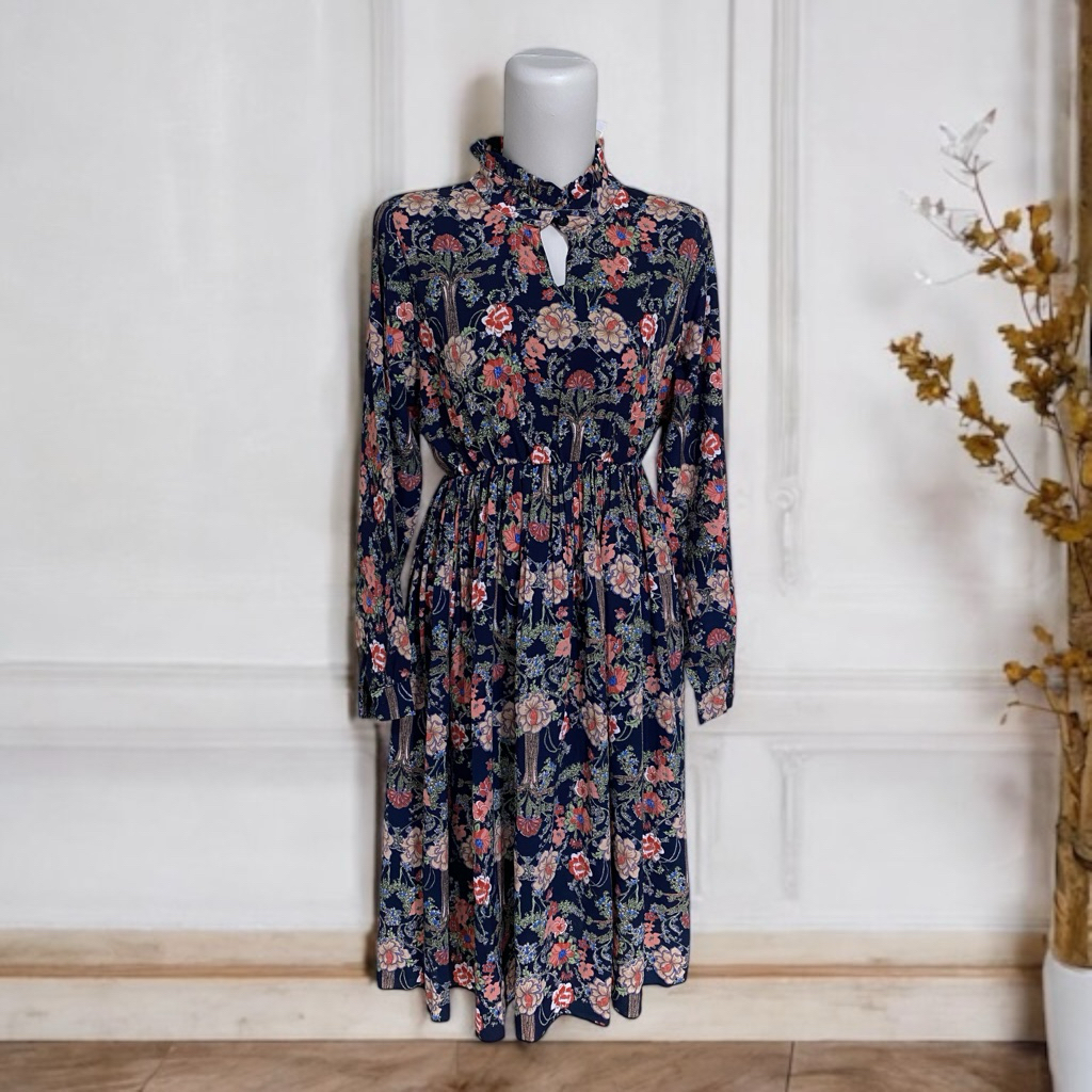 DRES SIFON KOREAN STYLE /  DRESS BUNGA / DRESS BRUKAT / SMOKE UMPAK / DRESS SIFON / VINTAGE / SABRIN