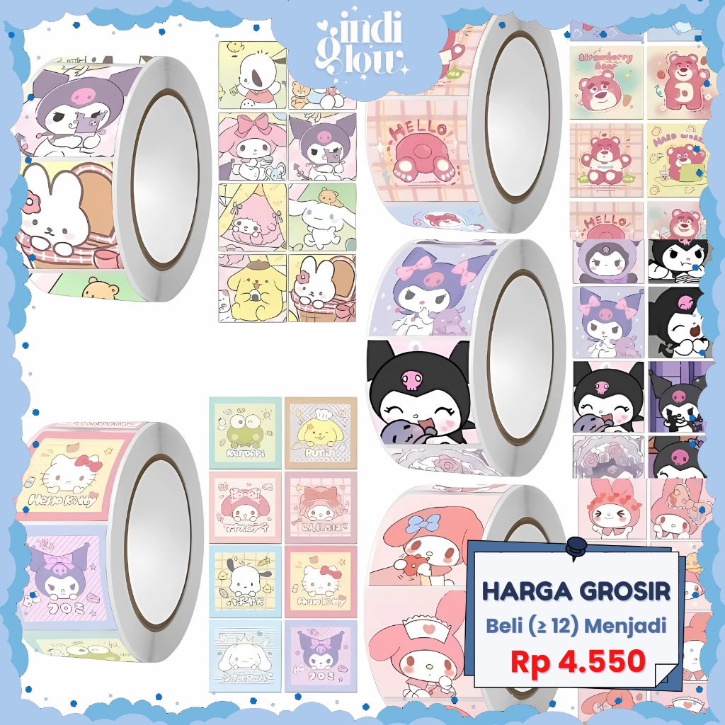 

IG Label Stiker Roll 500 Lembar Karakter Sanrio Stiker Tempel Dekorasi Box Packaging Lucu Aesthetic