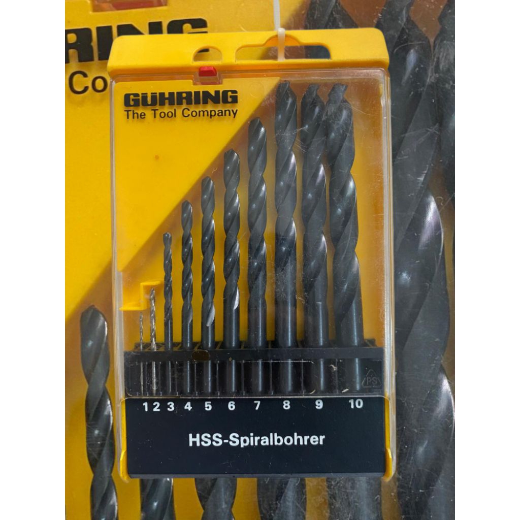 Guhring HSS Twist Drill Bit Set 1–10mm (10 Pcs) Mata Bor Besi Baja Original Germany