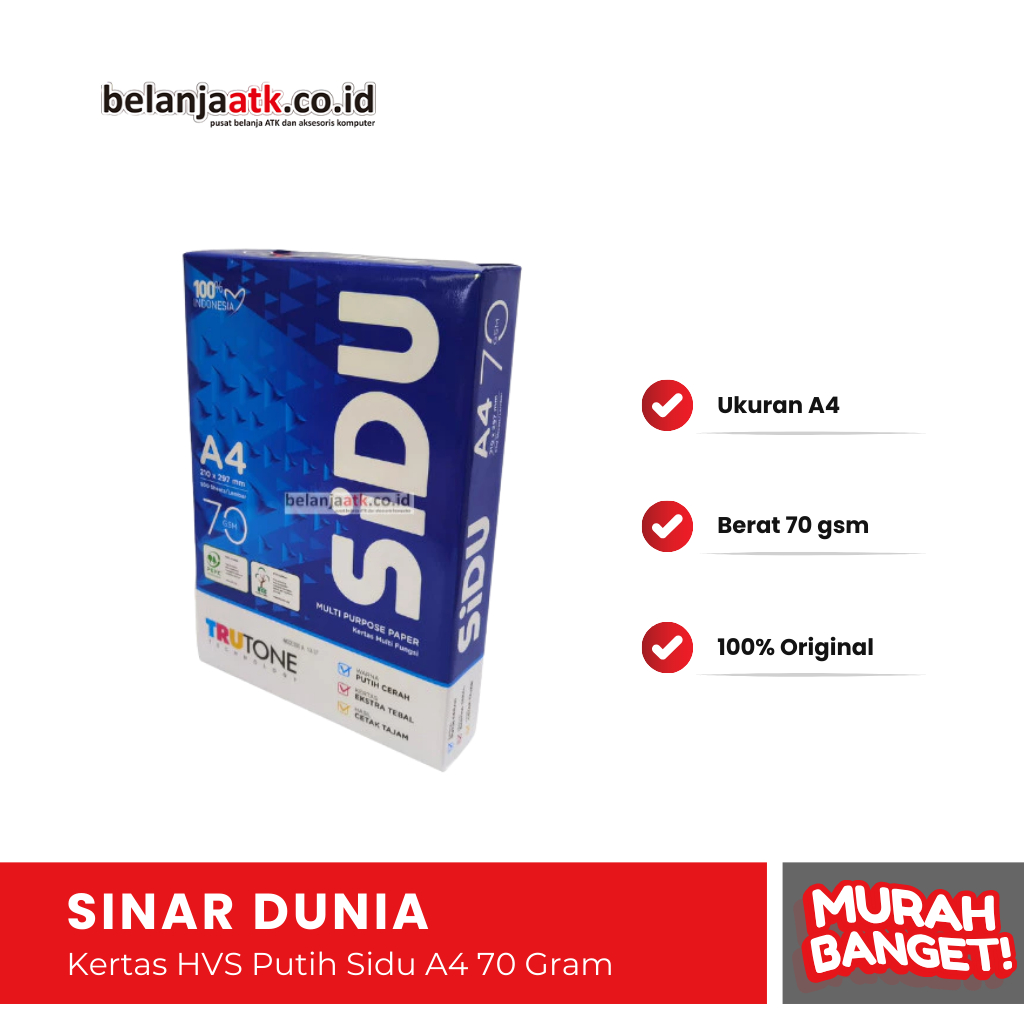 

Kertas HVS Putih Sidu A4 70 Gram