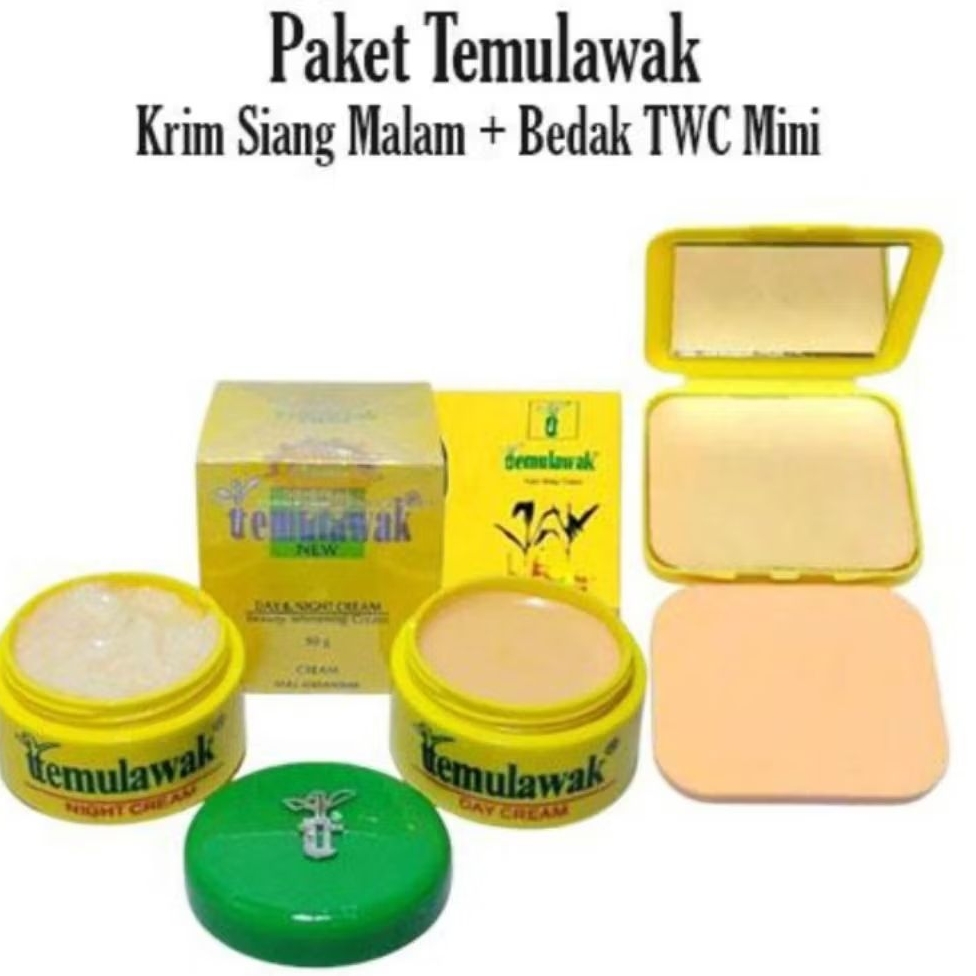 Paket Cream Temulawak 3in1 - Bedak Refill Dan Cream Temulawak Siang Malam Sesuai Gambar