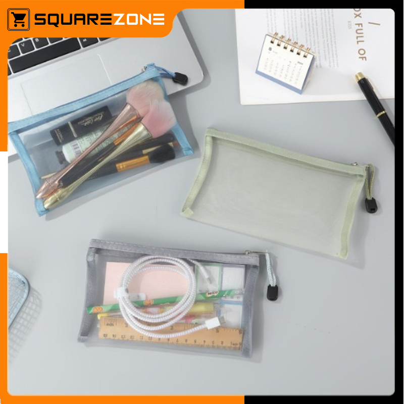 Tempat Pensil Sekolah Kantor Transparan Simple Pouch Stylish Dan Serbaguna ATK006