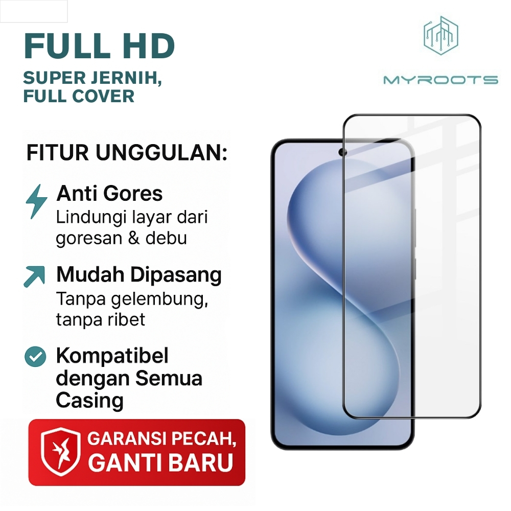 Myroots Tempered Glass Full HD Untuk Oppo Reno 14F 14 13 13F 12F 12 11F 8 8z 8T 7 7z 6 5 5F 4F 2F 3 