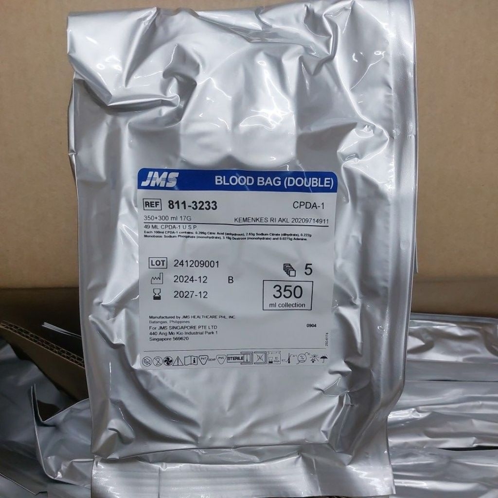 blood bag Double jms 350ml / kantong darah doble jms isi 5