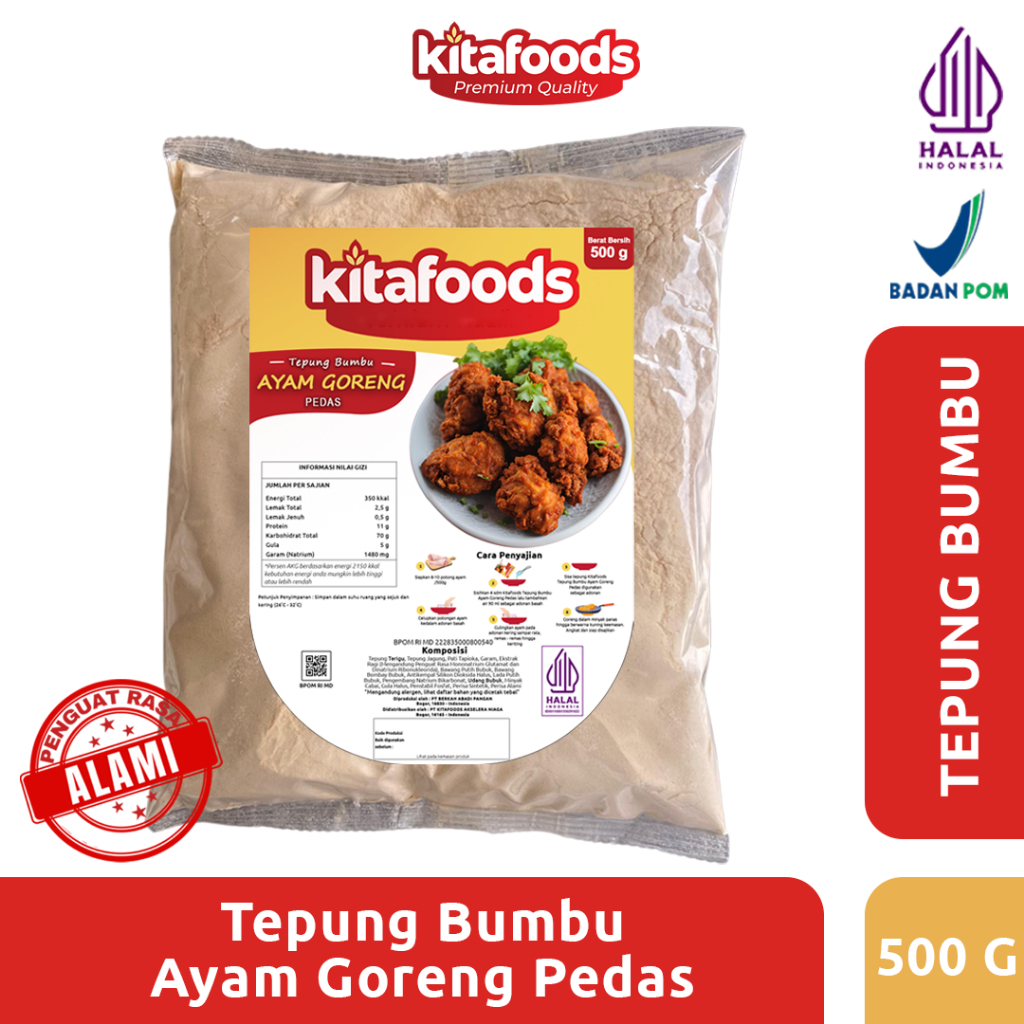 

Kitafoods Tepung Ayam pedas 500gr Tanpa Penguat Rasa