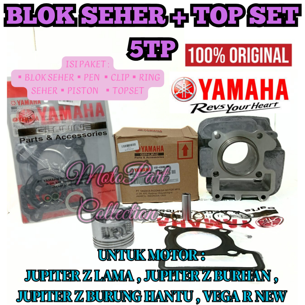 BLOK SEHER +TOP SET KODE-5TP-E1310-01 PAKET KOMPLIT ASLI ORI YAMAHA JUPITER Z VEGA R NEW ASLI ORI  .
