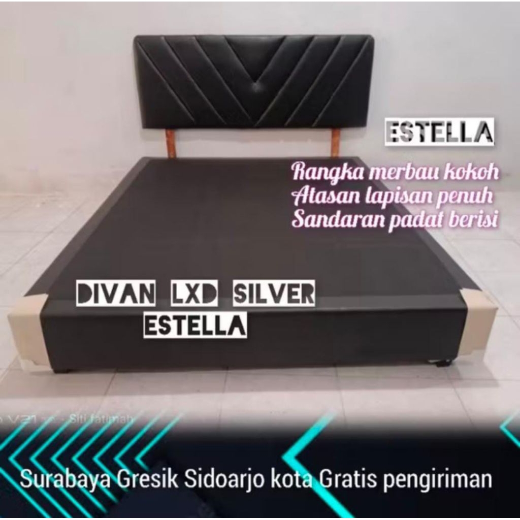 Set divan lxd silver sandaran Estella 180 divan Rangka merbau kokohAmben