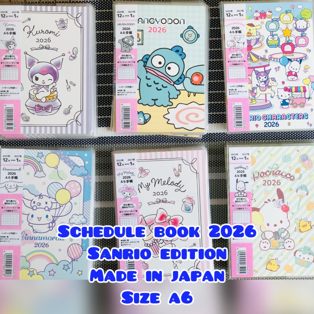 

agenda 2026 buku agenda schedule book size a6 sanrio new edition made in japan
