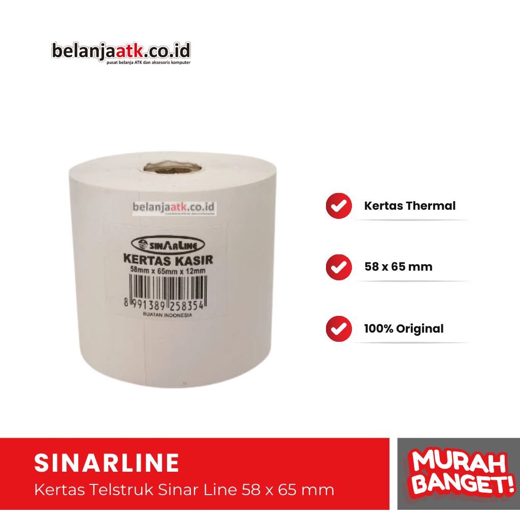 

Kertas Telstruk Sinarline 58 x 65 mm / Kertas Termal / Thermal
