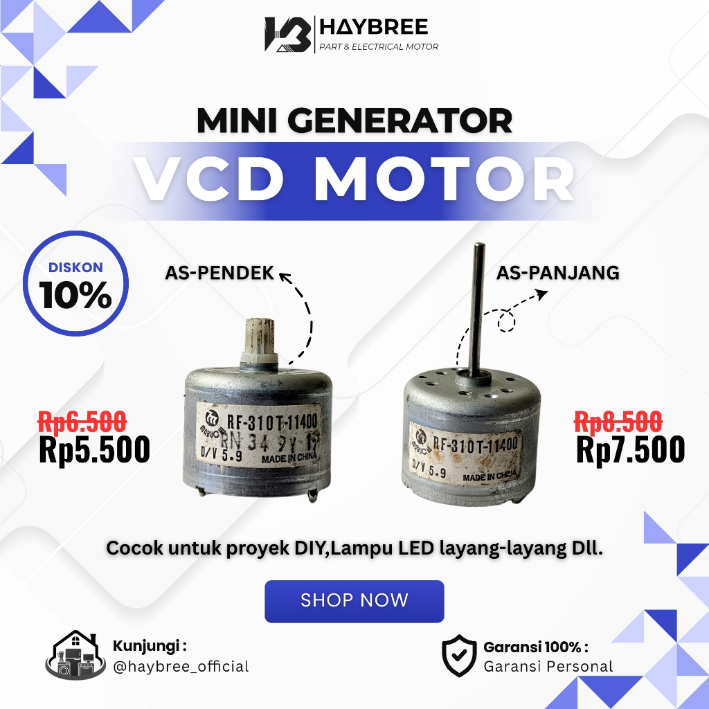 Dinamo DC Motor VCD mini 6V cocok untuk DIY & Proyek Eksperimen Mini Generator Dinamo Layang-Layang