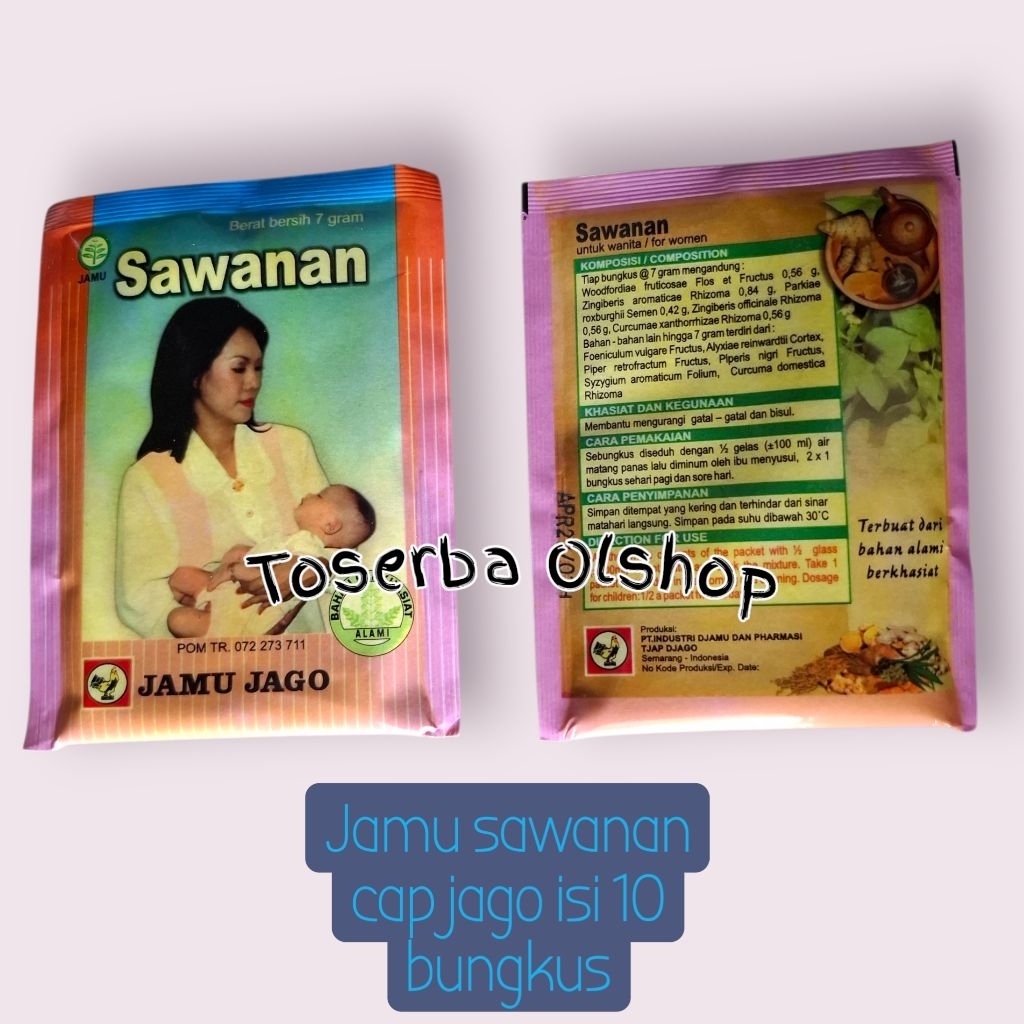 

Jamu sawanan cap jago untuk kesehatan ibu menyusui dan kesehatan bayi (harga 1 pak 10 sachet)