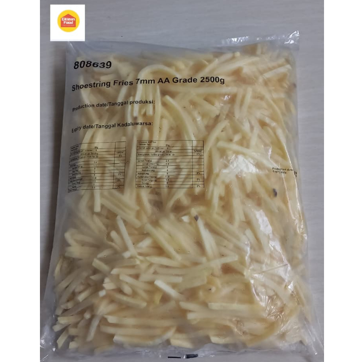 

Potato Shoestring Fries 7mm Frozen Aviko ( 2.5 Kg )