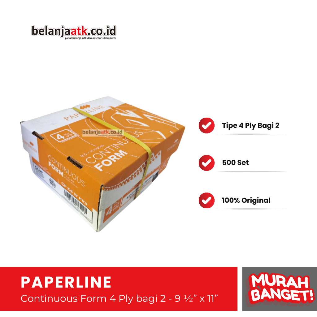 

Continuous Form 4 Ply bagi 2 Paperline 9 ½” x 11”