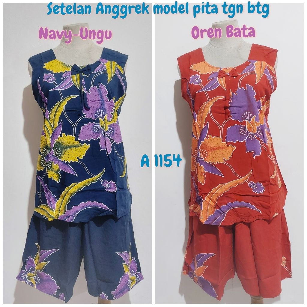 Setelan Anggrek Collection A 1154 Rok Celana Model Pita Btg / Baju Tidur Atas Bawah Batik Halus