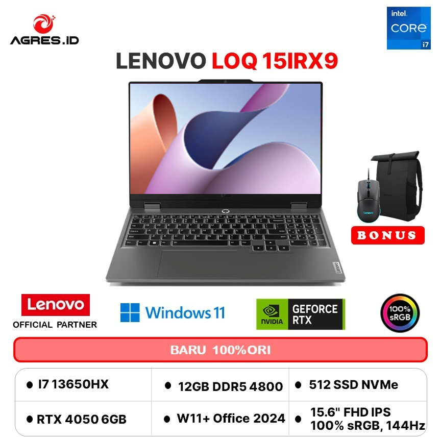 LENOVO LOQ 15 I7 13650HX RTX4050 6GB - RAM 20GB 512GB W11+OHS 15.6FHD 144HZ 100SRGB 4ZRGB - 6PID