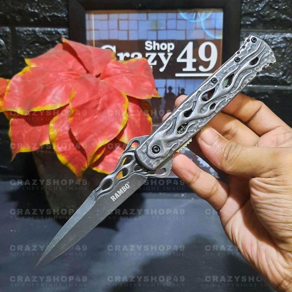 Pisau Survival Lipat Rambo Tactical EDC Outdoor / Pisau Taktis / Survival Kit