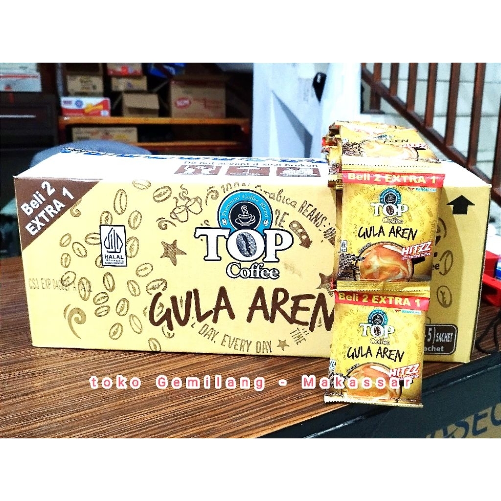 

Top kopi gula aren sachet renceng karton isi 12 renteng @ 10 + 5 sachet 22 gr
