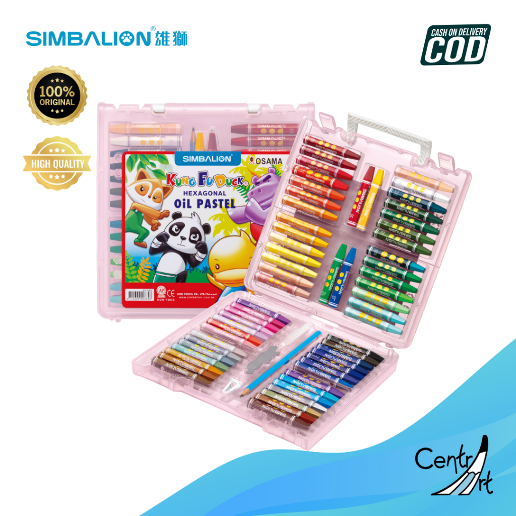 

Simbalion Kung Fu Duck Hexagonal Oil Pastel Kantong Penah Lipat Bordir 55 Warna