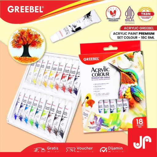 

GREEBEL CAT LUKIS ACRYLIC / CAT ACRYLIC KANVAS 18 COLORS 6 Ml (18x6 Ml) /CAT AKRILIK 18 WARNA