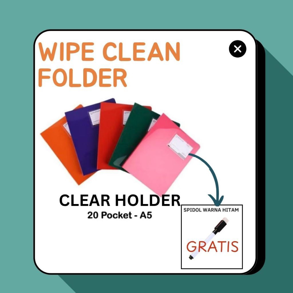 

Map Clear Holder A5 Isi 20 Pocket Untuk Lembar Aktivitas Anak Wipe Clean Folder