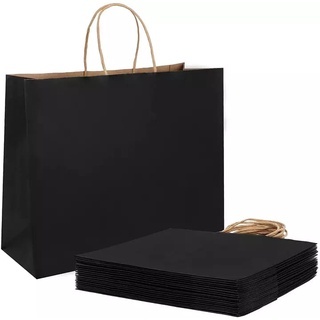 

100 PCS Paperbag SOS L Kantong Kertas Hitam + TALI 20x9x23cm 100 GSM