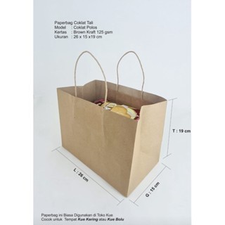 

100 PCS Paperbag SOS Kantong Kertas Coklat 26x15x19 cm 125 GSM + TALI