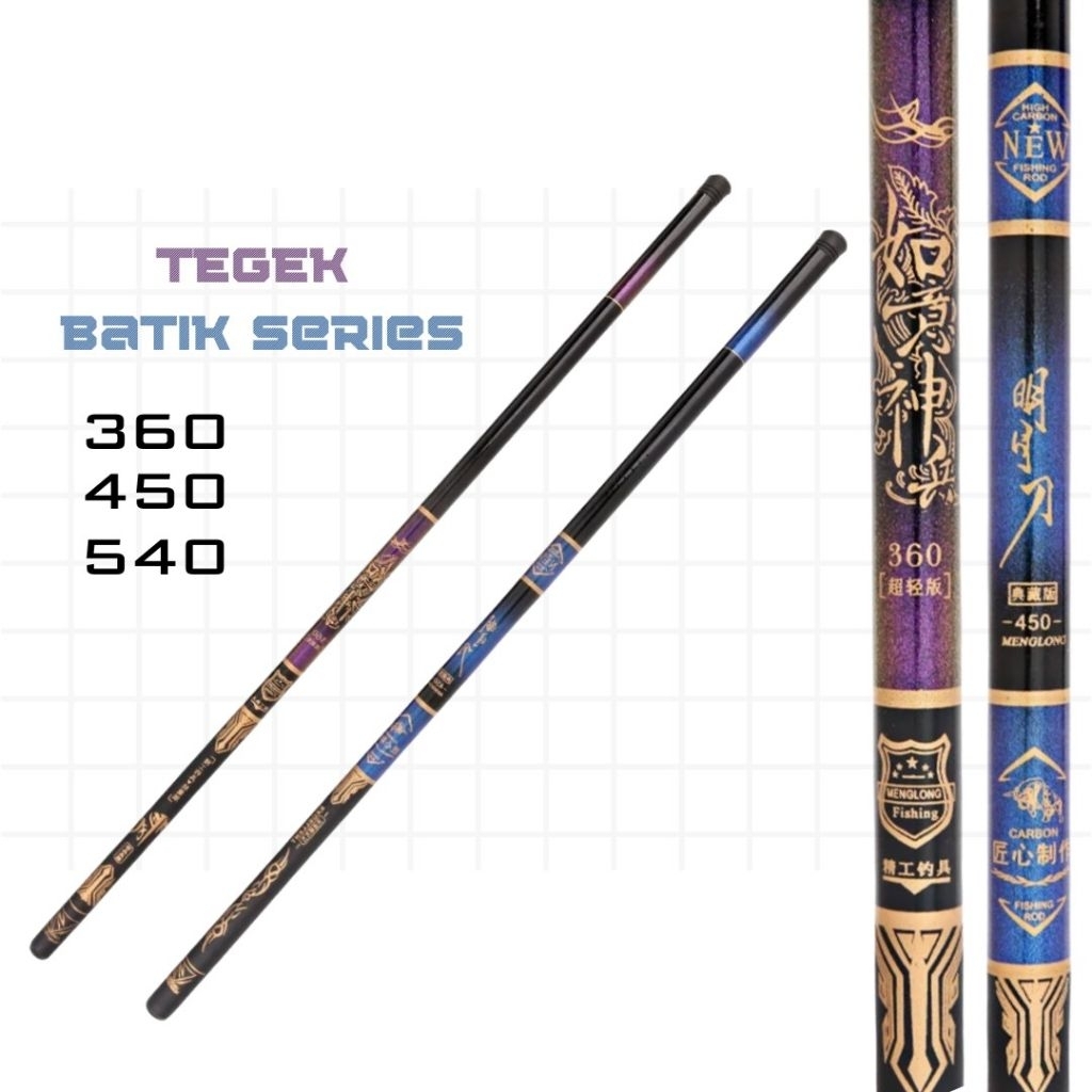 Menglong Joran Pancing Tegek Batik 360 450 540 Carbon. Pancing Tegak Batik Carbon