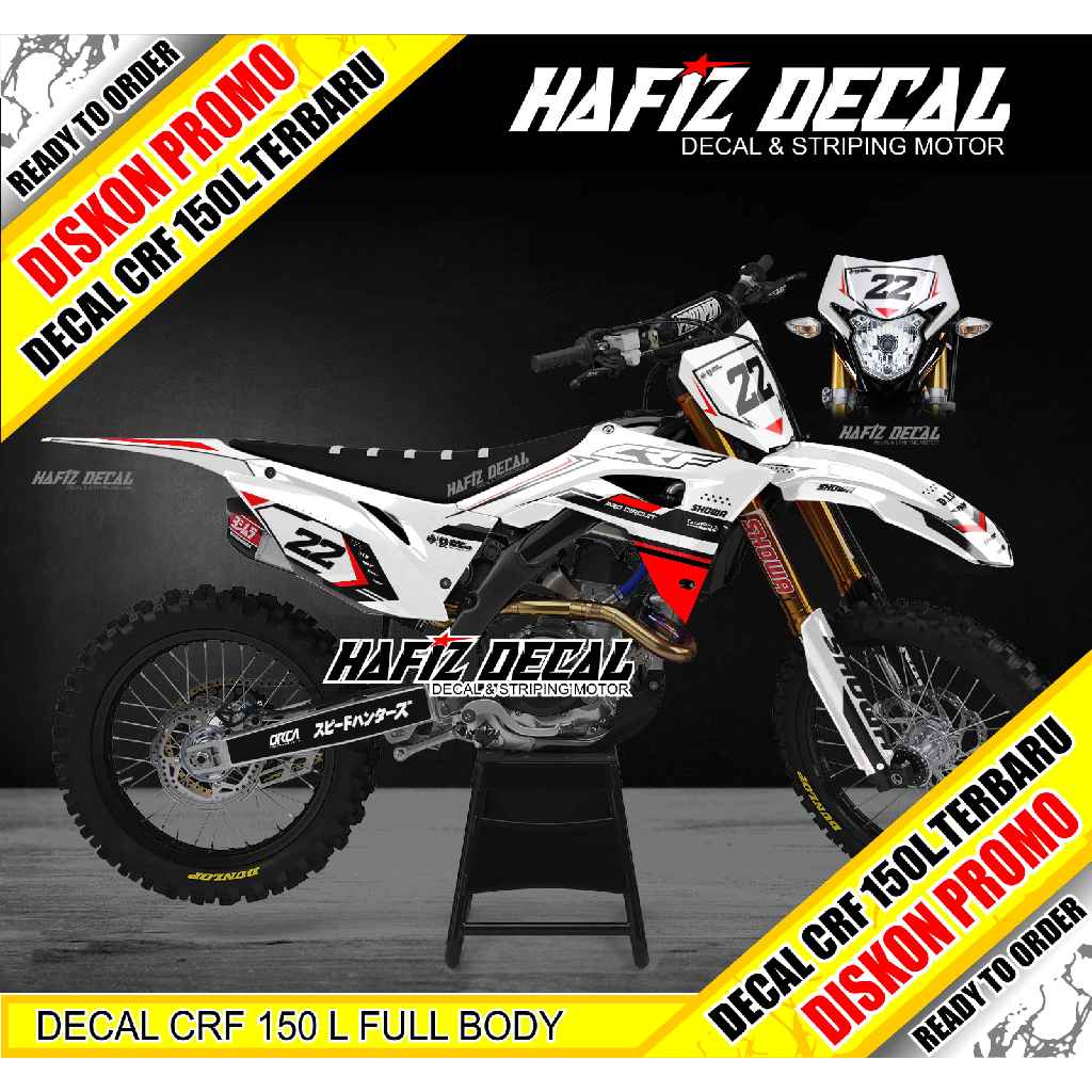 DECAL CRF 150 L, DECAL CRF 150 L FULL BODY, DECAL CRF, DECAL CRF PUTIH, STICKER CRF 150L FULL BODY