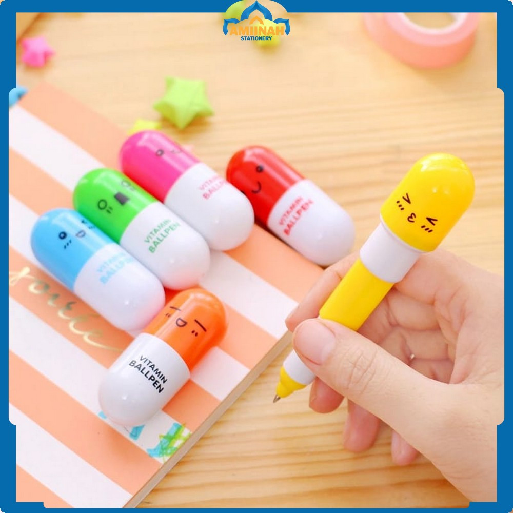 

Pena Kapsul / Pulpen Emoticon Vitamin / Pen Unik / Pulpen Stationary Souvenir Pernikahan Amiinah Stationery A4
