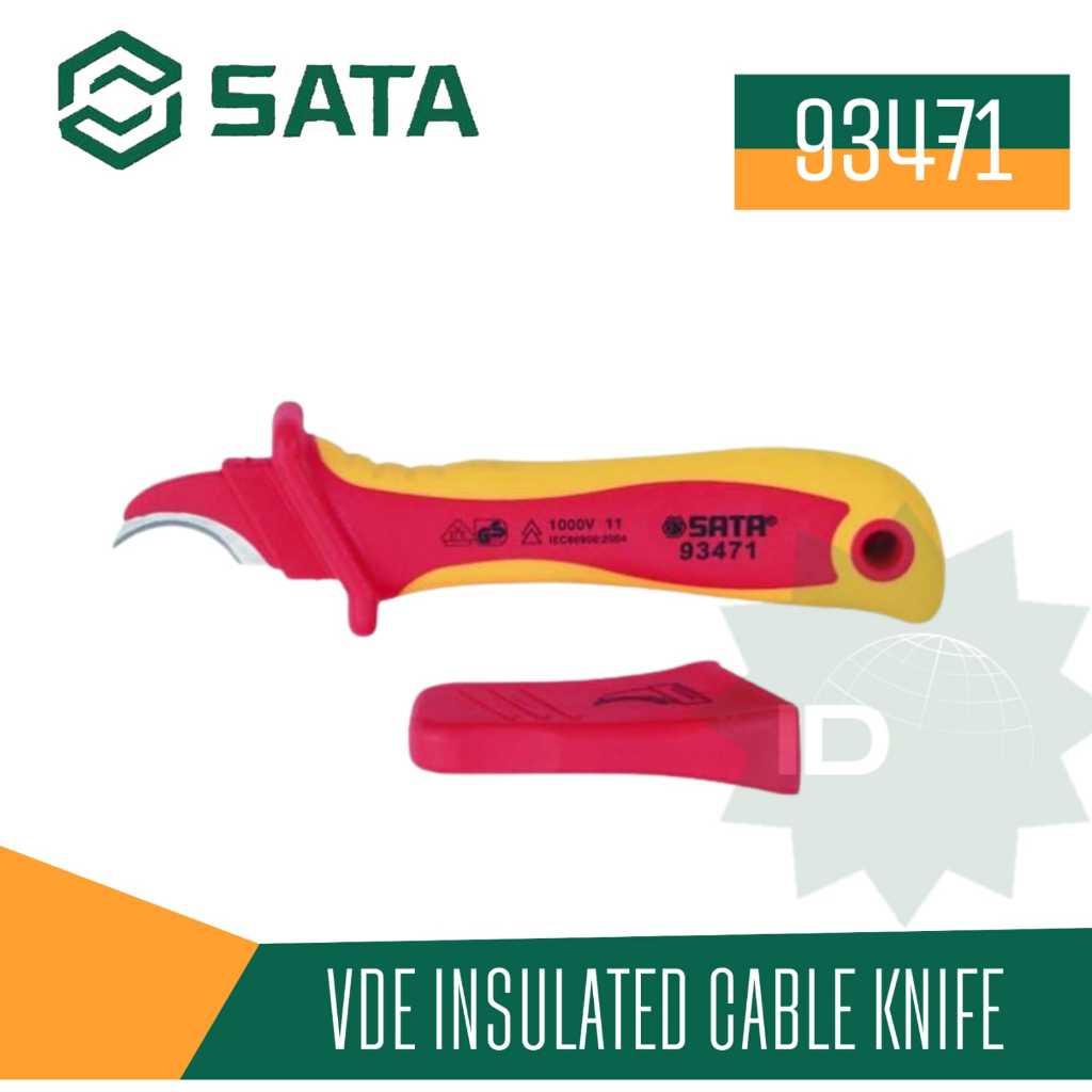 

SATA Pisau Kabel VDE 93471 VDE Insulated Cable Knife, Hooked Blade