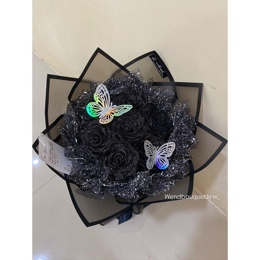 

round buket pita satin 7tangkai free kupu2