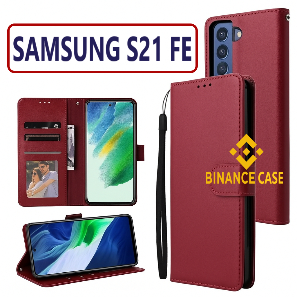 LEATHER FLIP CASE SAMSUNG S21 FE CASE KULIT FLIP WALLET LEATHER KULIT PREMIUM SARUNG BUKA TUTUP KESI