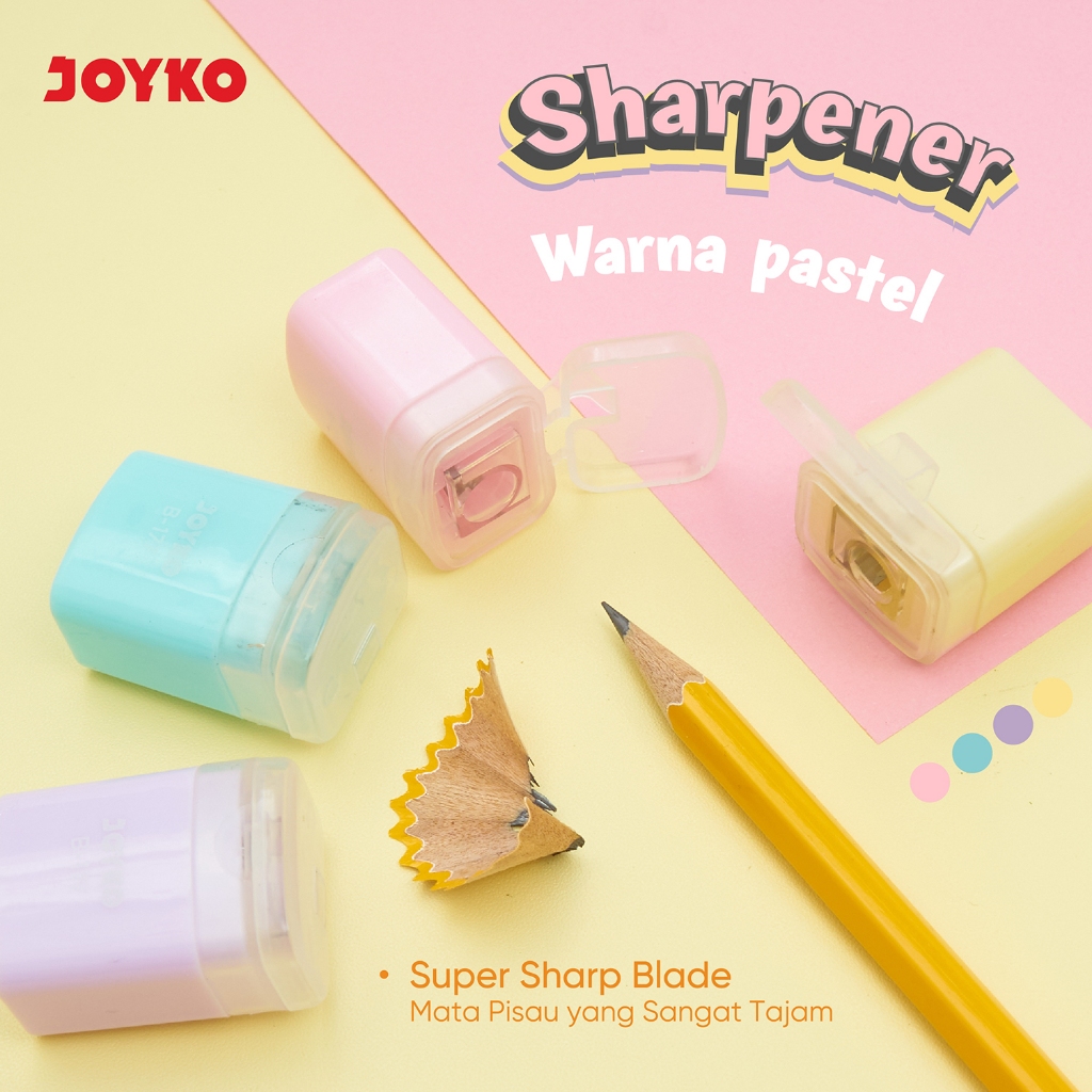 

Joyko Pencil Sharpener Colours PASTEL / Serutan Rautan Pensil Joyko PASTEL B-177