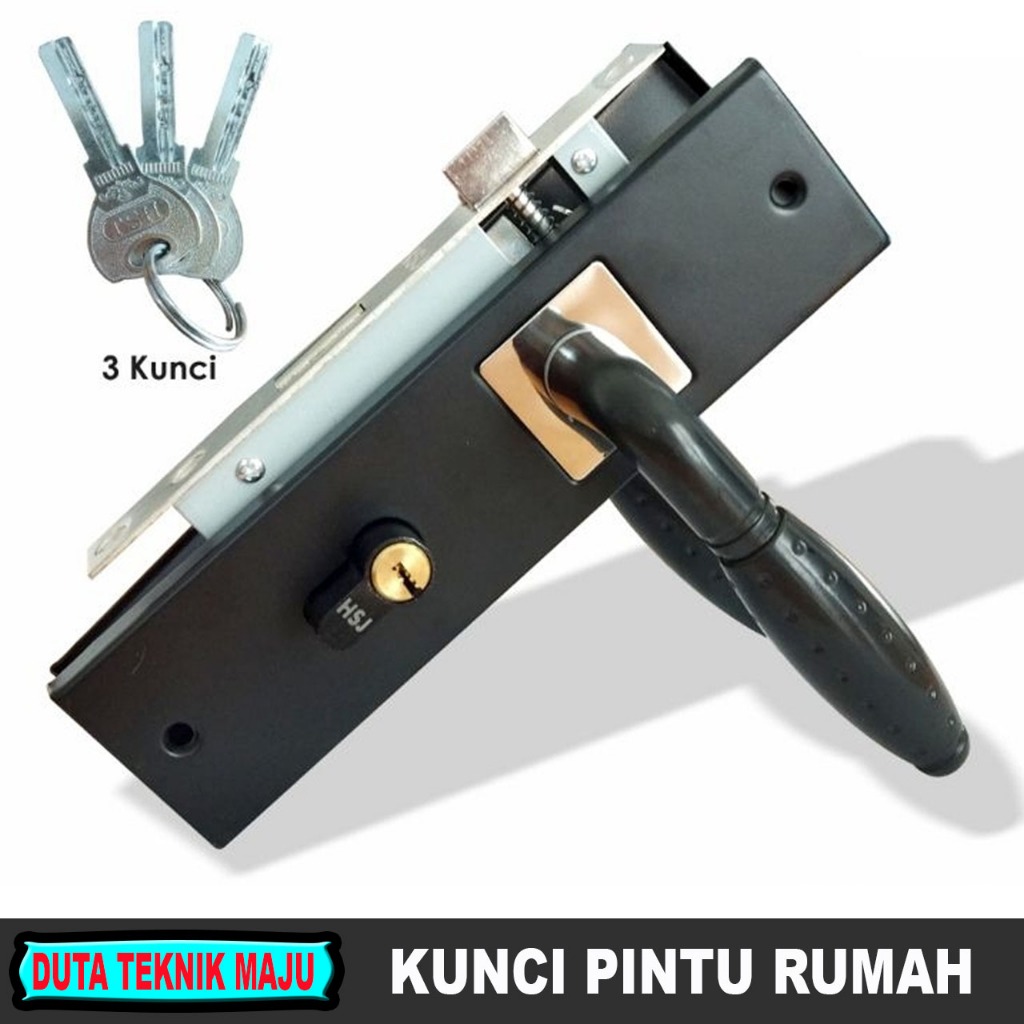 Kunci Pintu Bulat Besar Hitam Komplit Full set Slinder Gagang Bulat / Kunci Gagang Pintu Elegant
