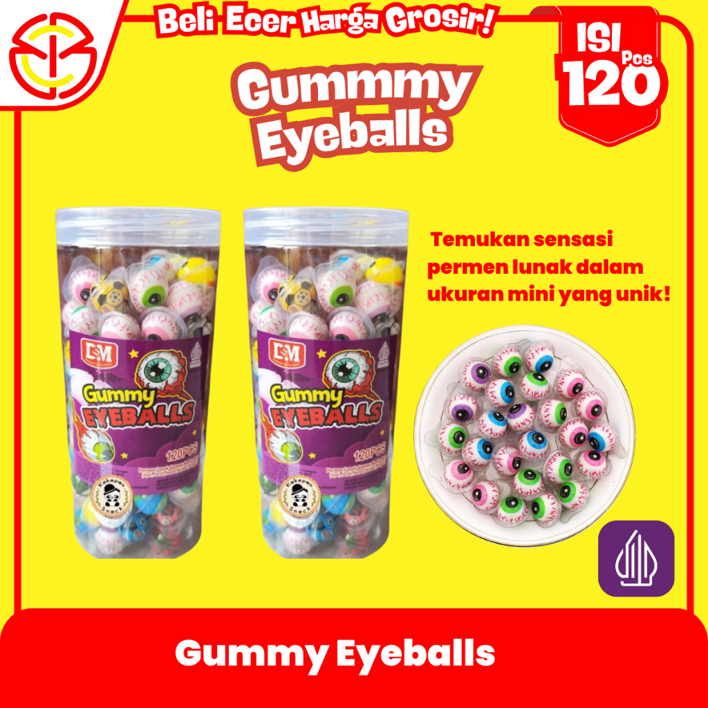 

Permen Lunak Eyeball Mata Mini 120 Pcs Halal Viral Jelly Gummy Aneka Rasa Murah Enak