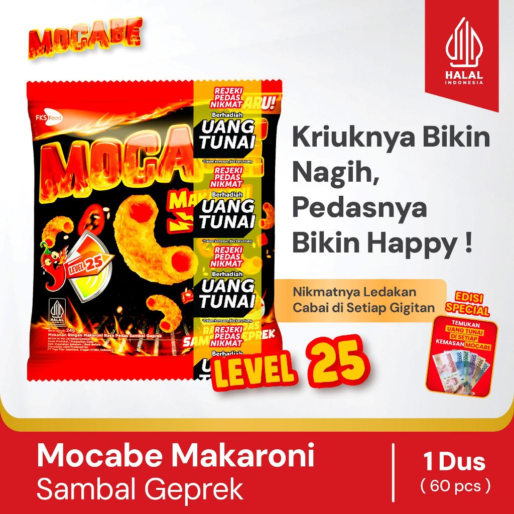 

Mocabe - Sambal Geprek - Small Pack - 1 Karton (6 renceng) - 60 Pcs - 25gr (Free 12 Pcs)