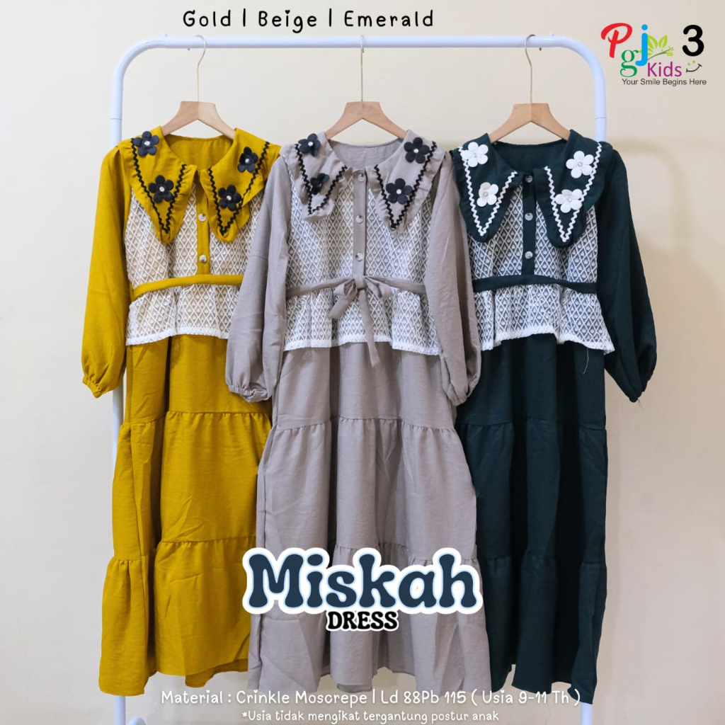 gamis anak perempuan 9-11 tahun miskah dress ori pgj kids