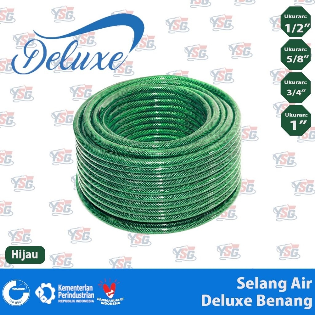 Selang Air Selang Deluxe Selang Benang Hijau Anti Lumut 3/4" Panjang 5m - 20m Selang Taman Selang Ir